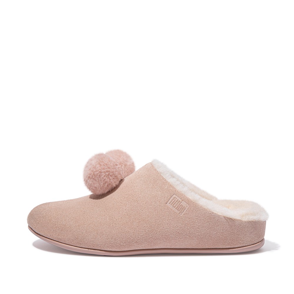 Fitflop Womens Slippers Pink - Chrissie Pom-pom Shearling - 69UPIDWAE